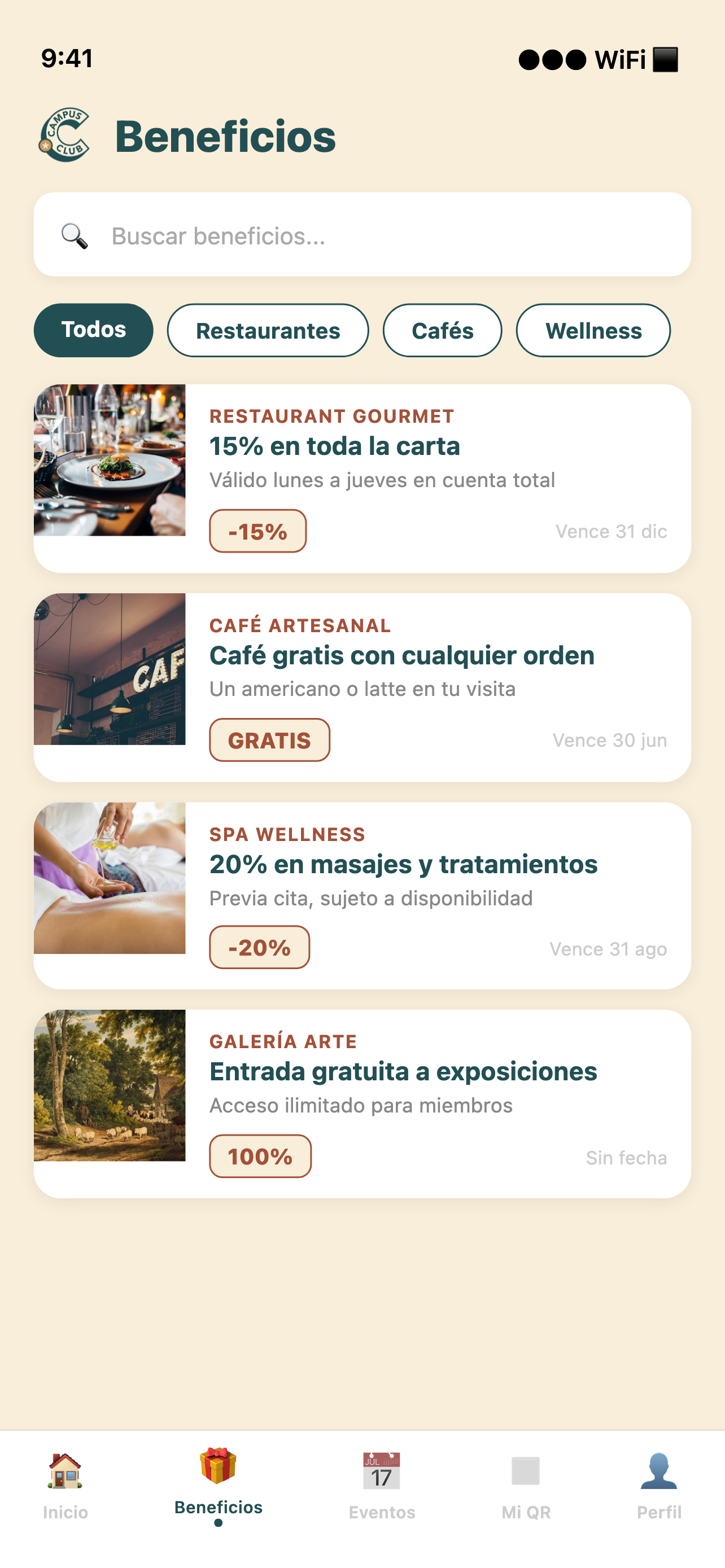 Campus Club - Beneficios